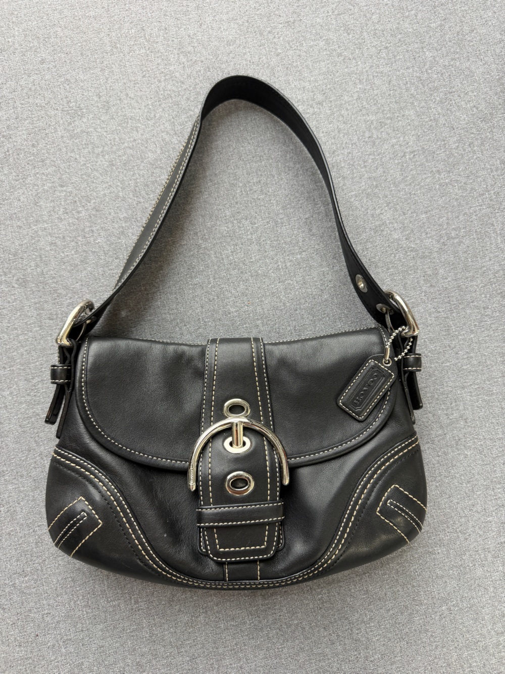 Coach F10188 Vintage Black Leather Small Soho Black Leather Shoulder Bag